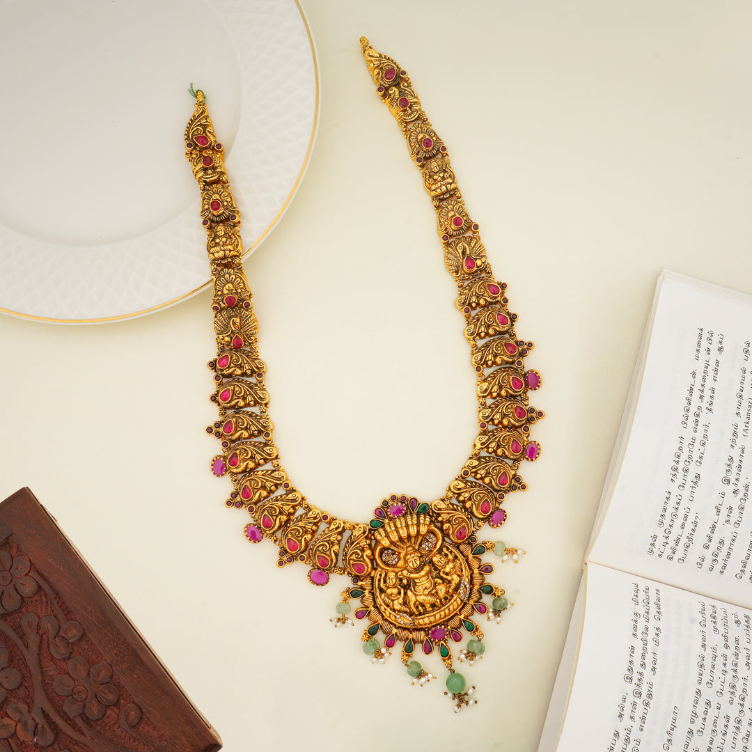 Ruby and emerald Lakshmi haram