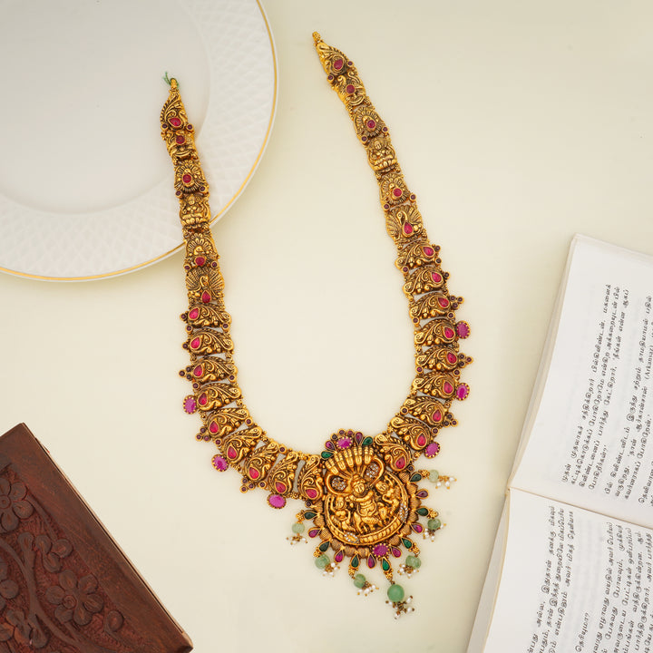 Ruby and emerald Lakshmi haram