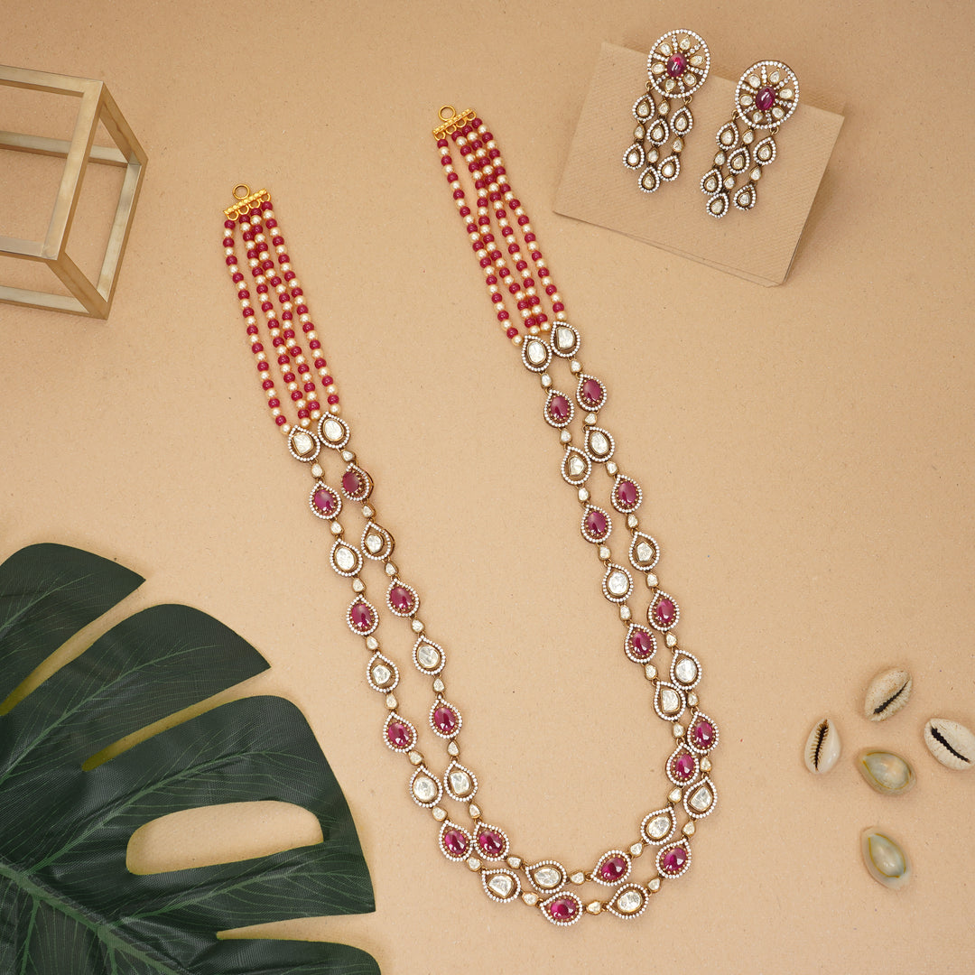 Ruby and moissanite double layer haram