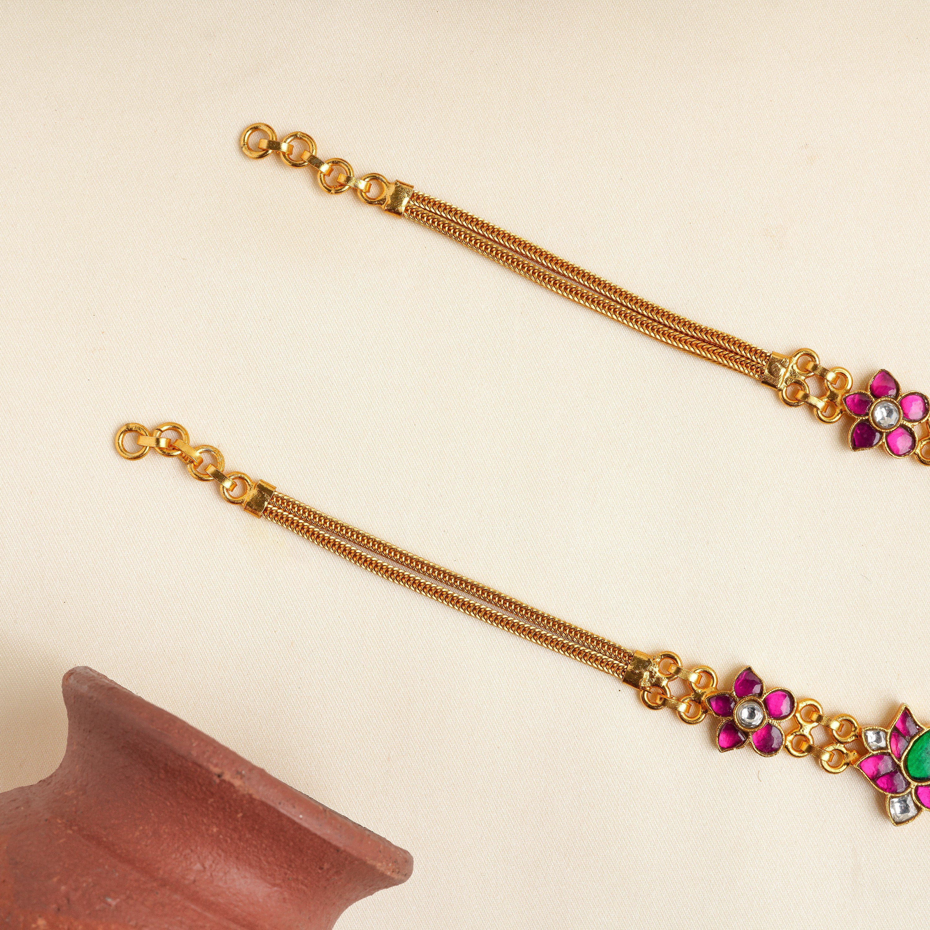Ruby green kundan bracelet for weddings