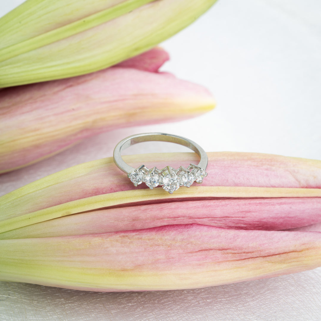 Elegant Five-Stone AD Stone Ring for Women