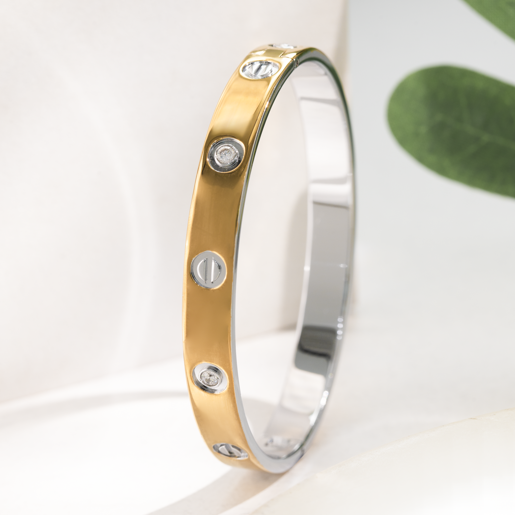 Gold-Plated Silver Gada with Stones