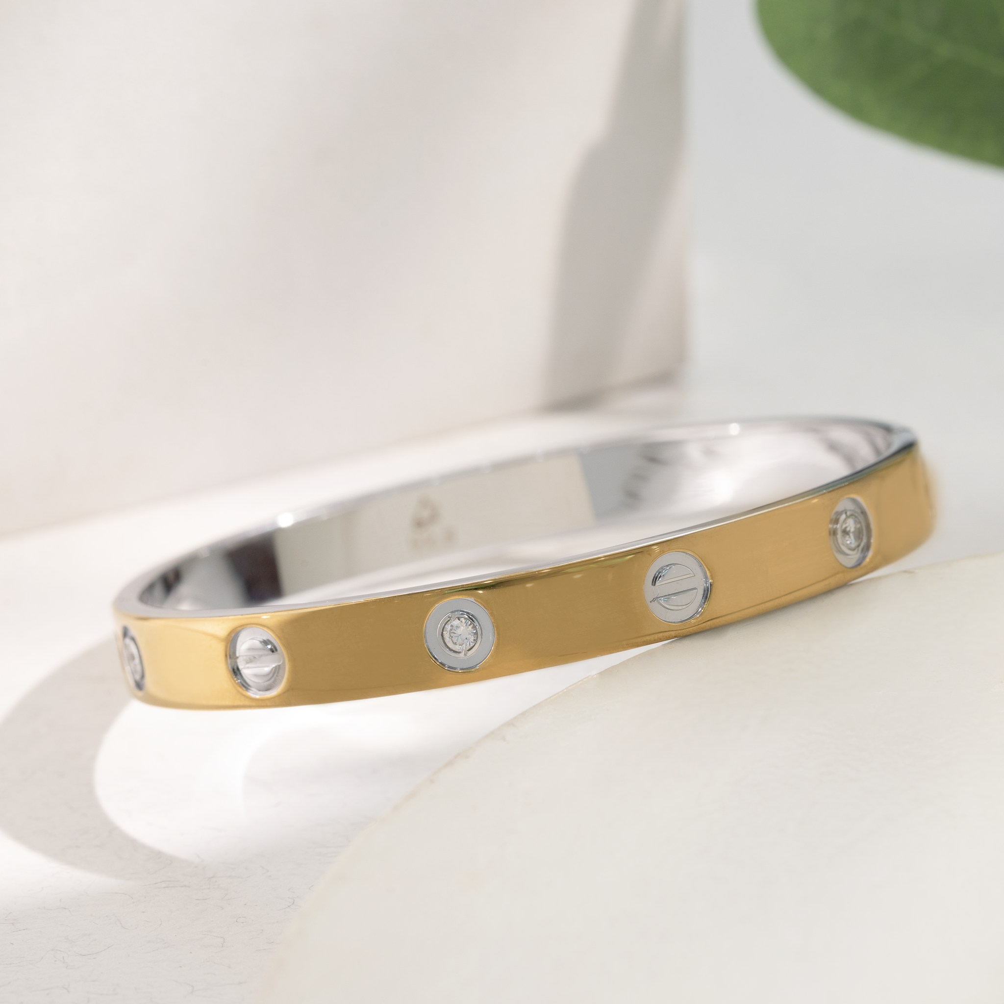 Gold-Plated Silver Gada with Stones