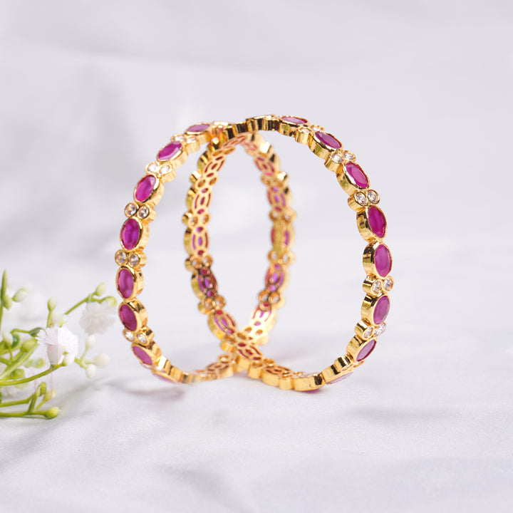 Ruby Bangle With White Stone