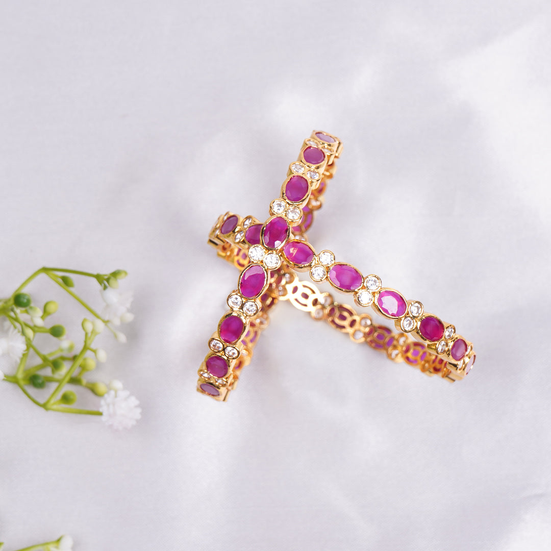 Ruby Bangle With White Stone