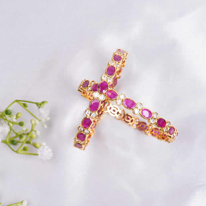 Ruby Bangle With White Stone