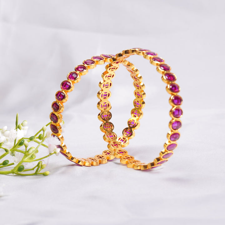 Ruby Bangle With White Stone