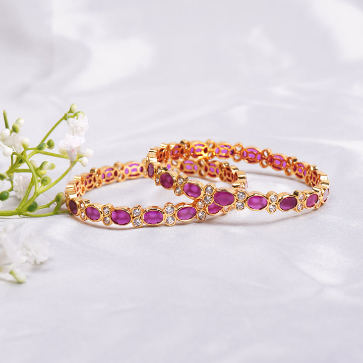 Ruby Bangle With White Stone
