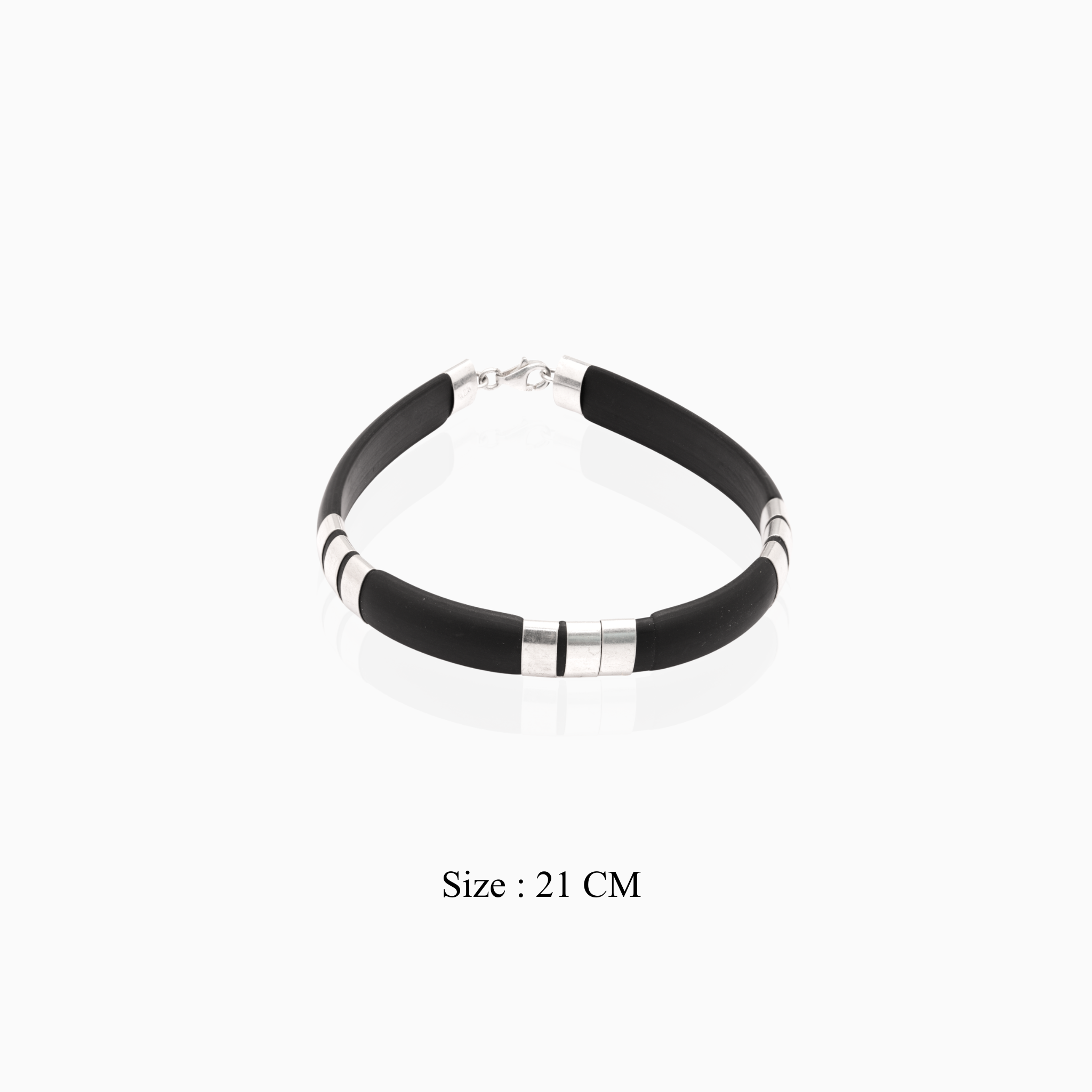 Men’s Black Rubber Bracelet with Silver Accents