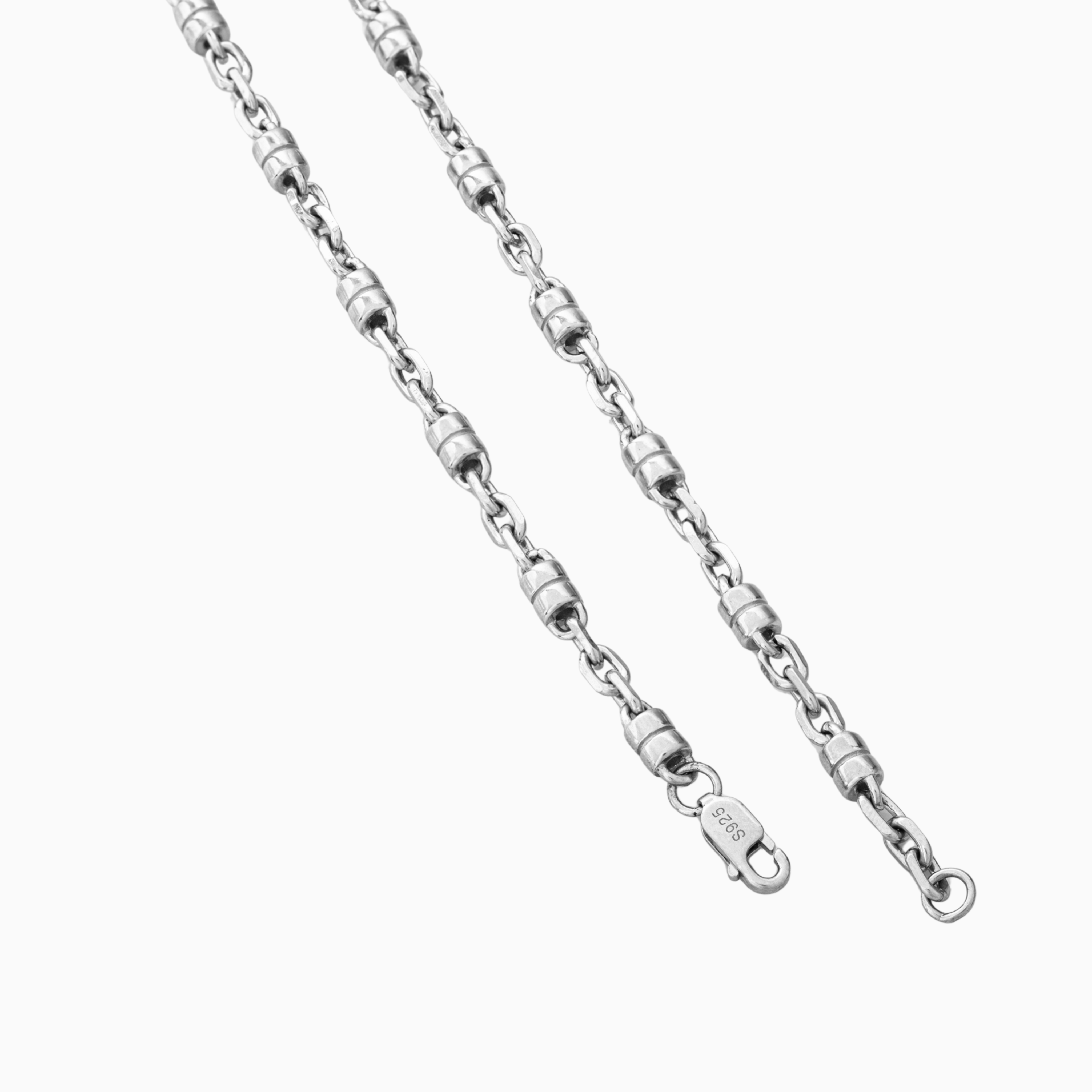Barrel Link Sterling Silver Chain