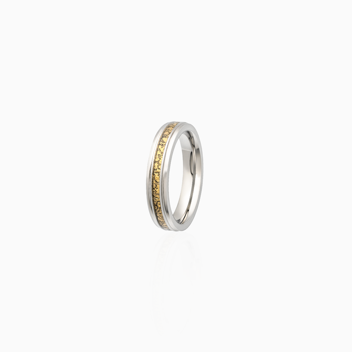 Dual-Tone Sterling Silver & Yellow Gold Textured Ring