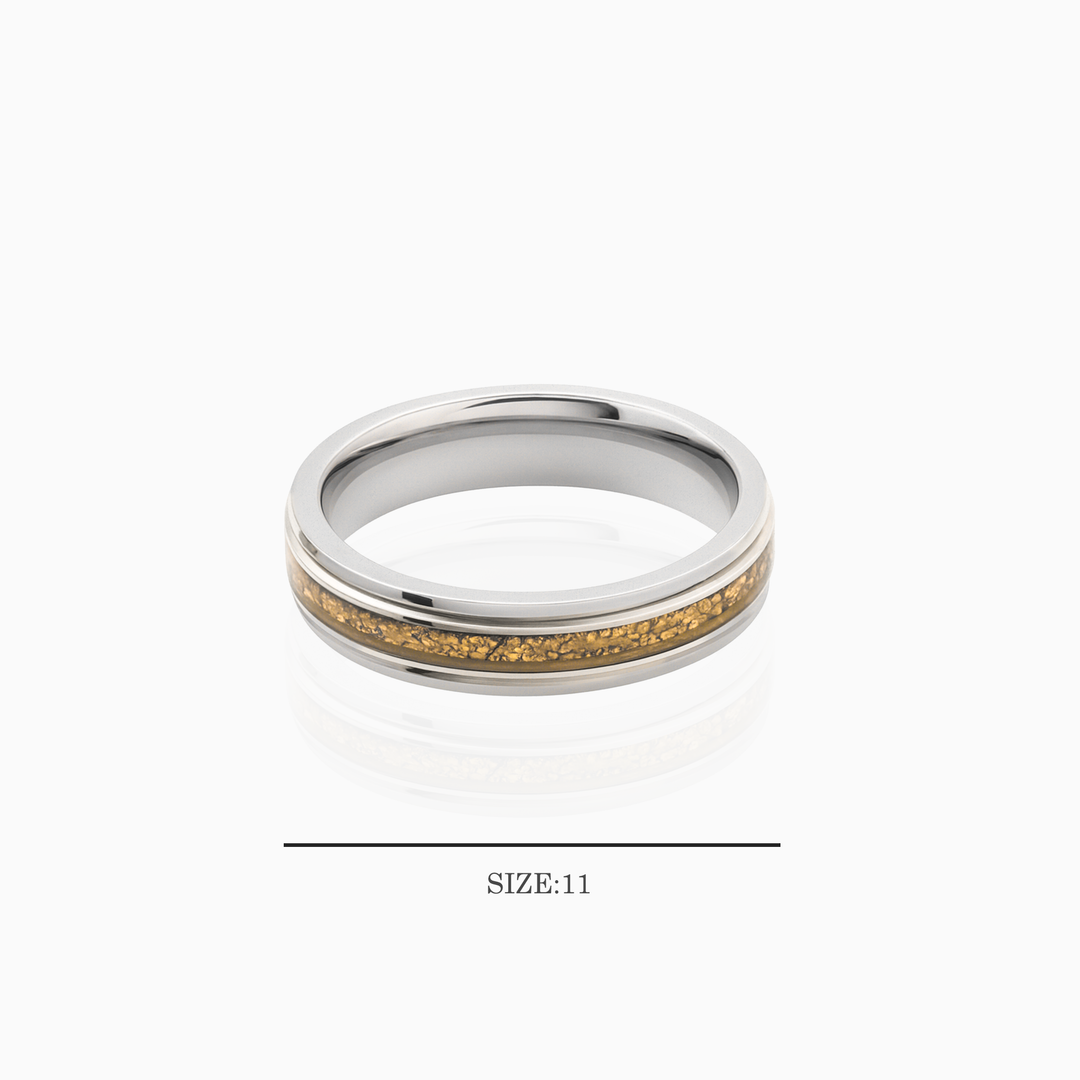 Dual-Tone Sterling Silver & Yellow Gold Textured Ring