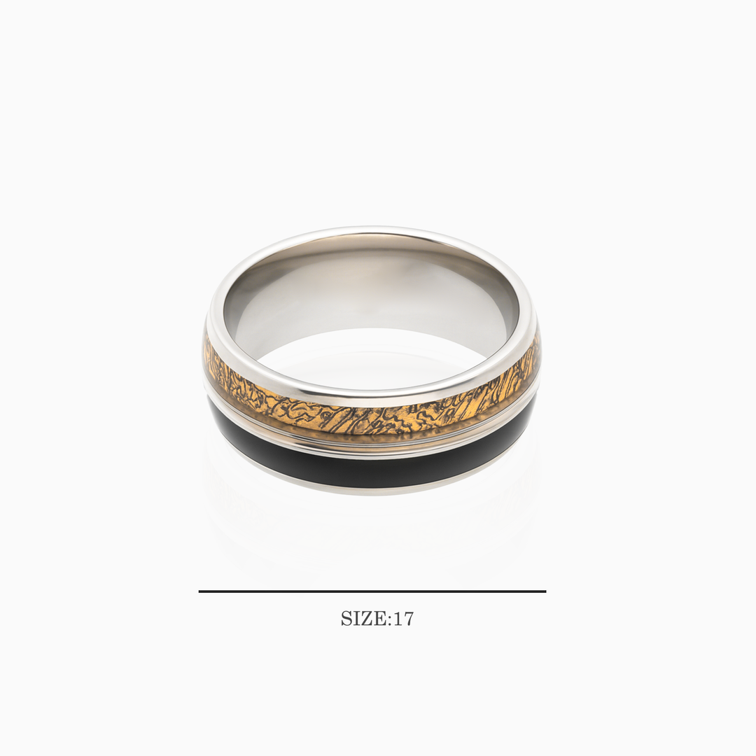 Black and Gold Dual-Tone Silver Band Ring
