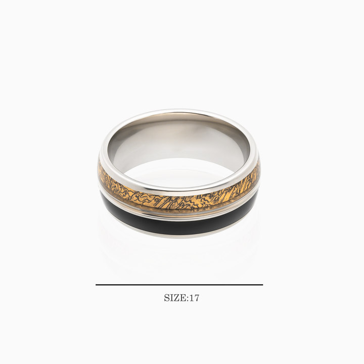 Black and Gold Dual-Tone Silver Band Ring