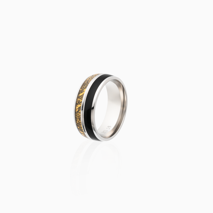Black and Gold Dual-Tone Silver Band Ring