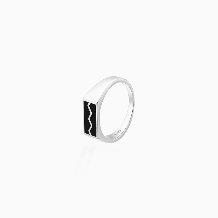 Urban Edge Sterling Silver & Black Inlay Ring
