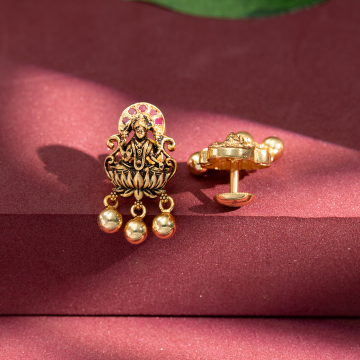 Gold-Plated Lakshmi Temple Earrings