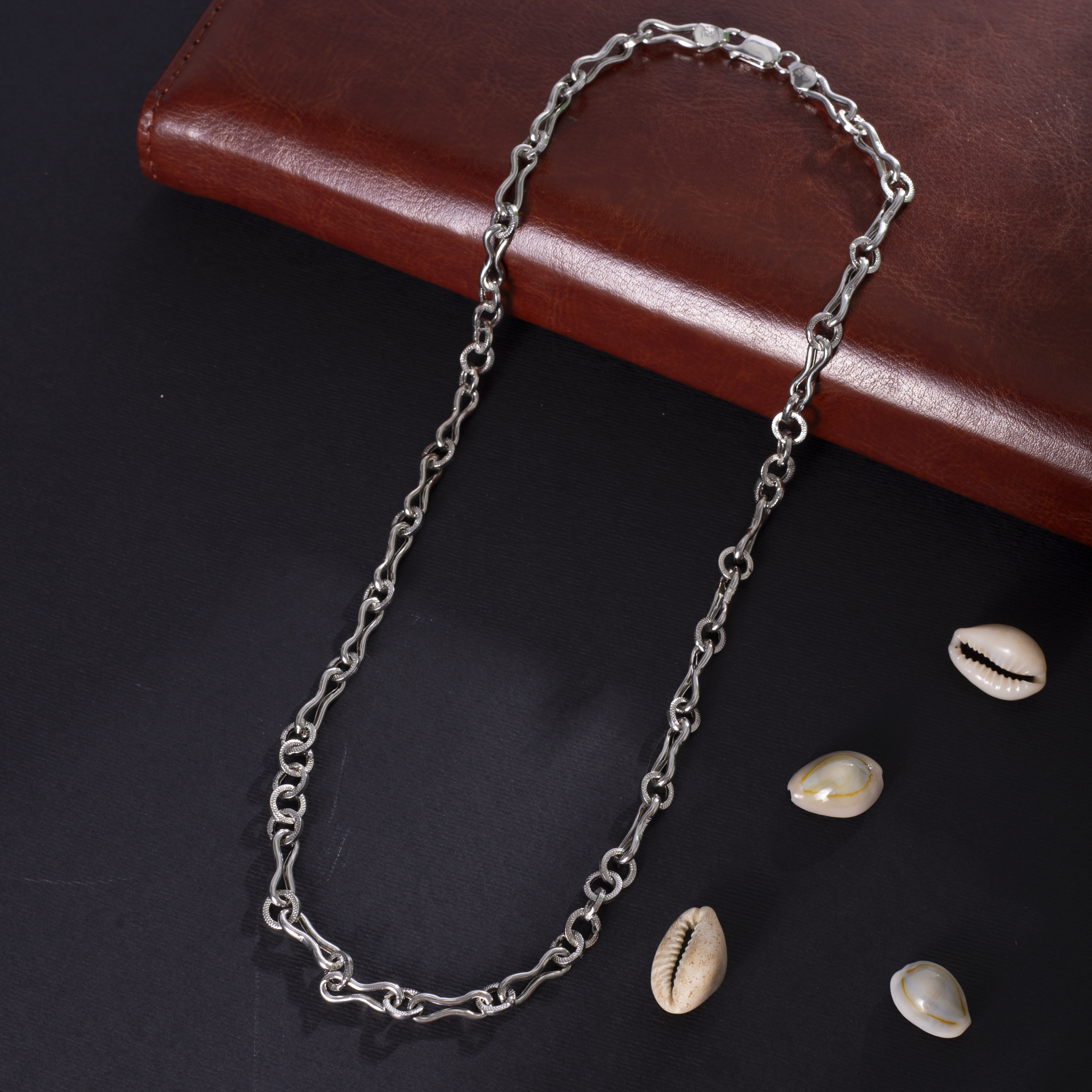 Twisted Circle Link Sterling Silver Chain