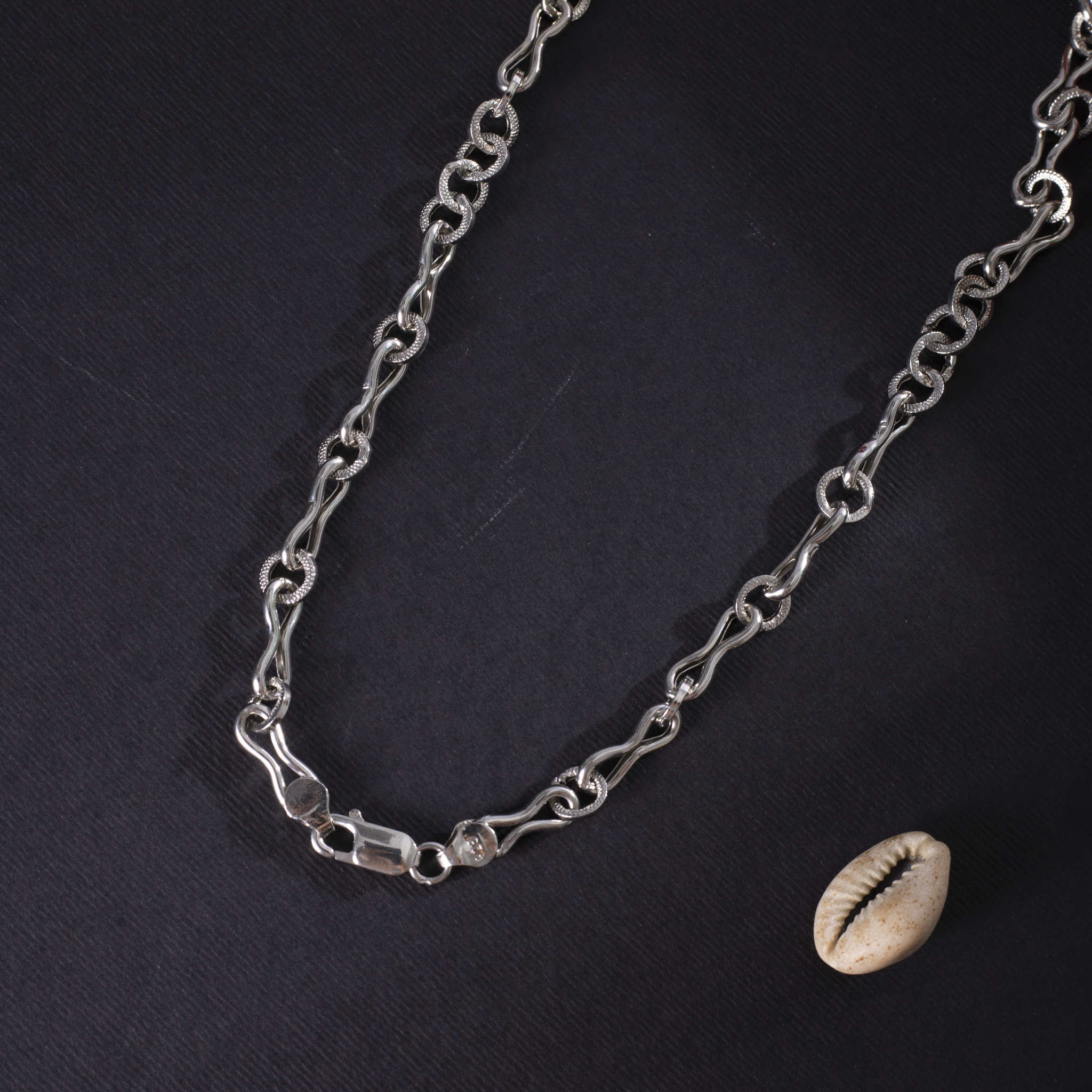 Twisted Circle Link Sterling Silver Chain
