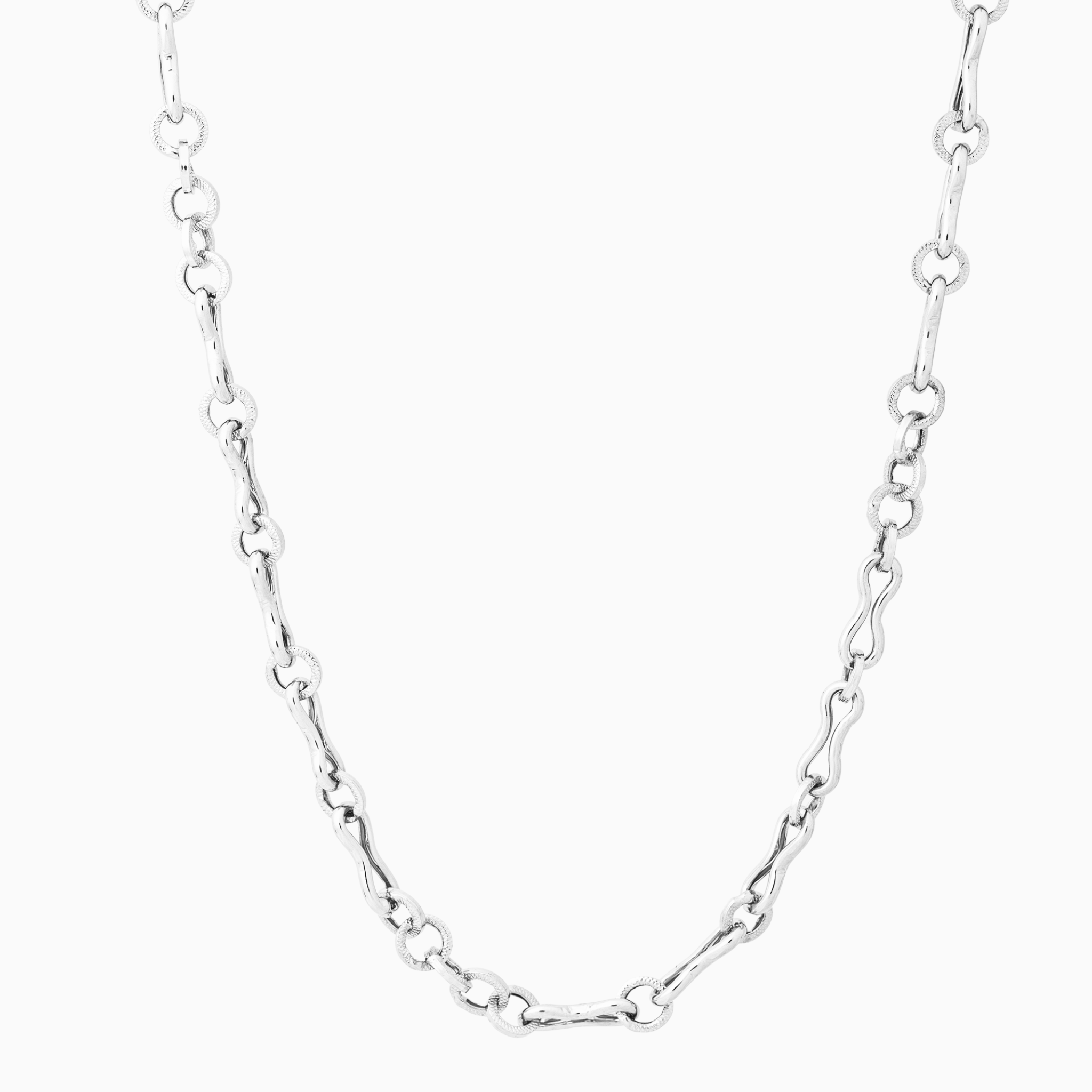 Twisted Circle Link Sterling Silver Chain
