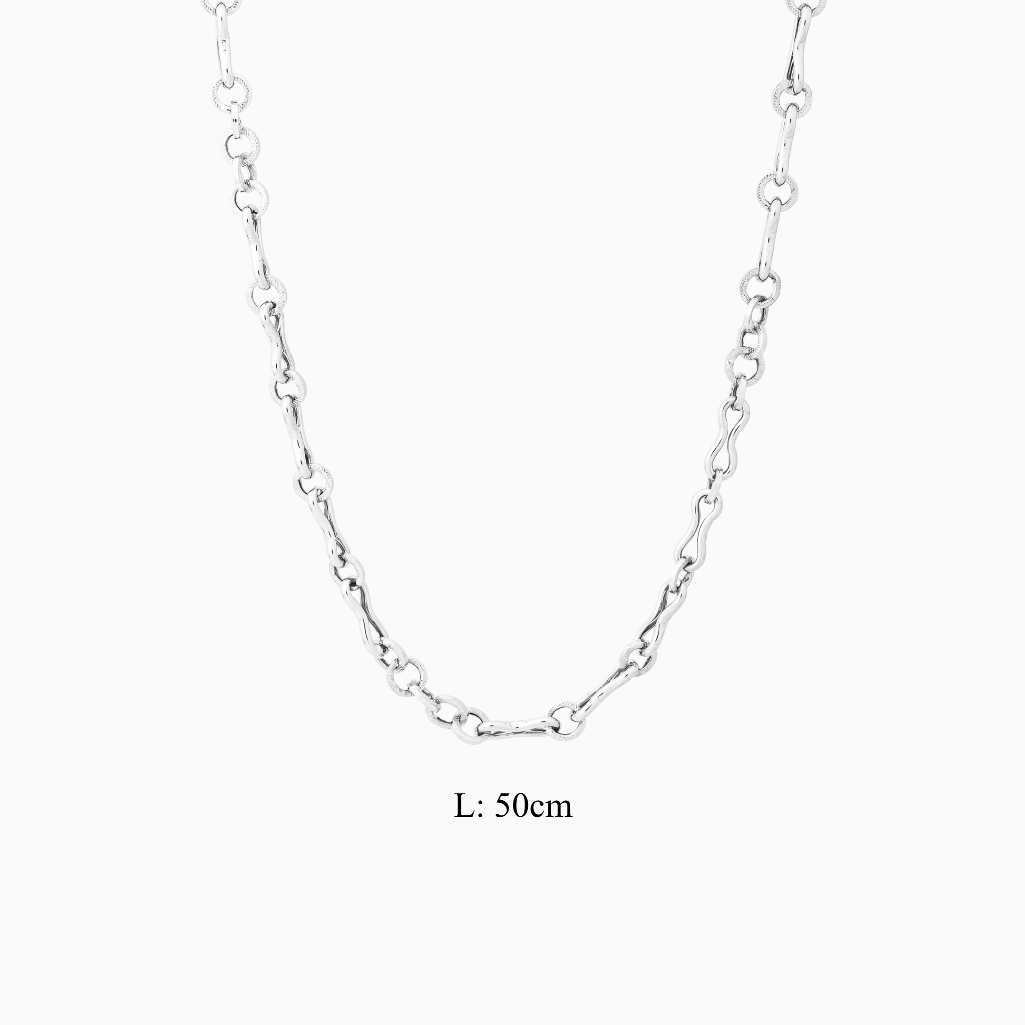Twisted Circle Link Sterling Silver Chain