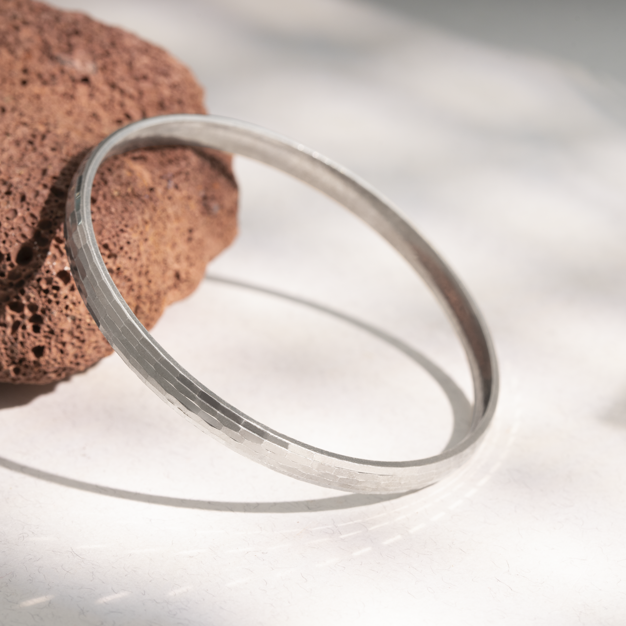 Textured Hex-Cut Sterling Silver Gada