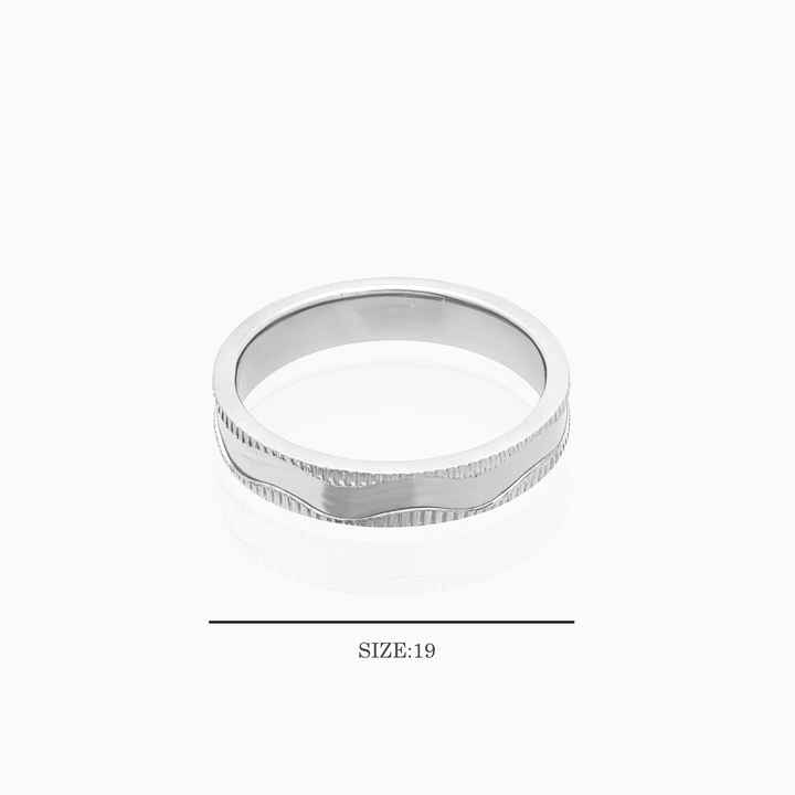 Silver Band Ring with Textured Design