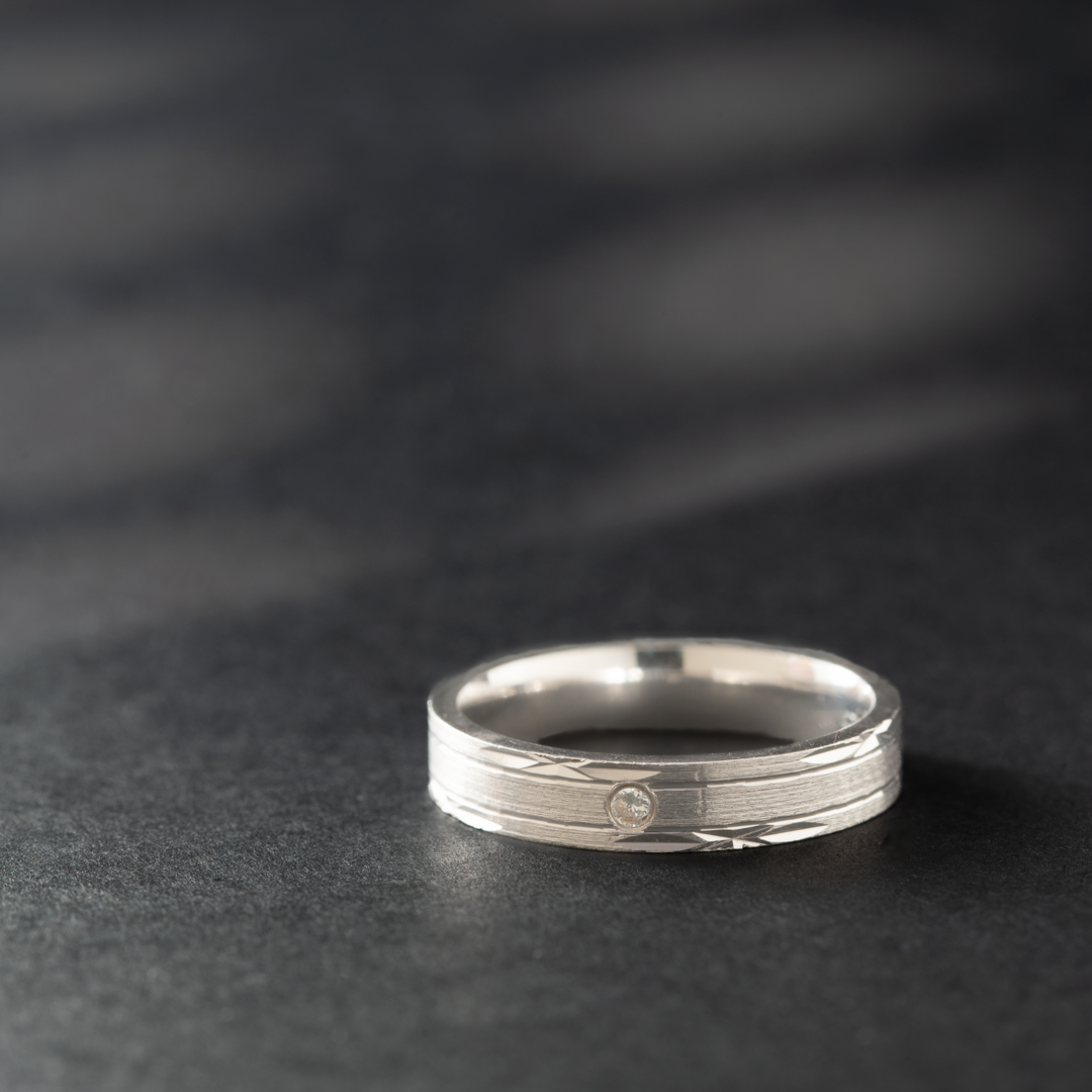 Single Stone Band Silver Ring