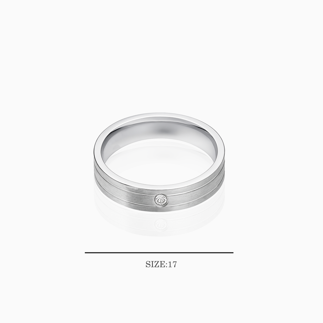 Single Stone Band Silver Ring