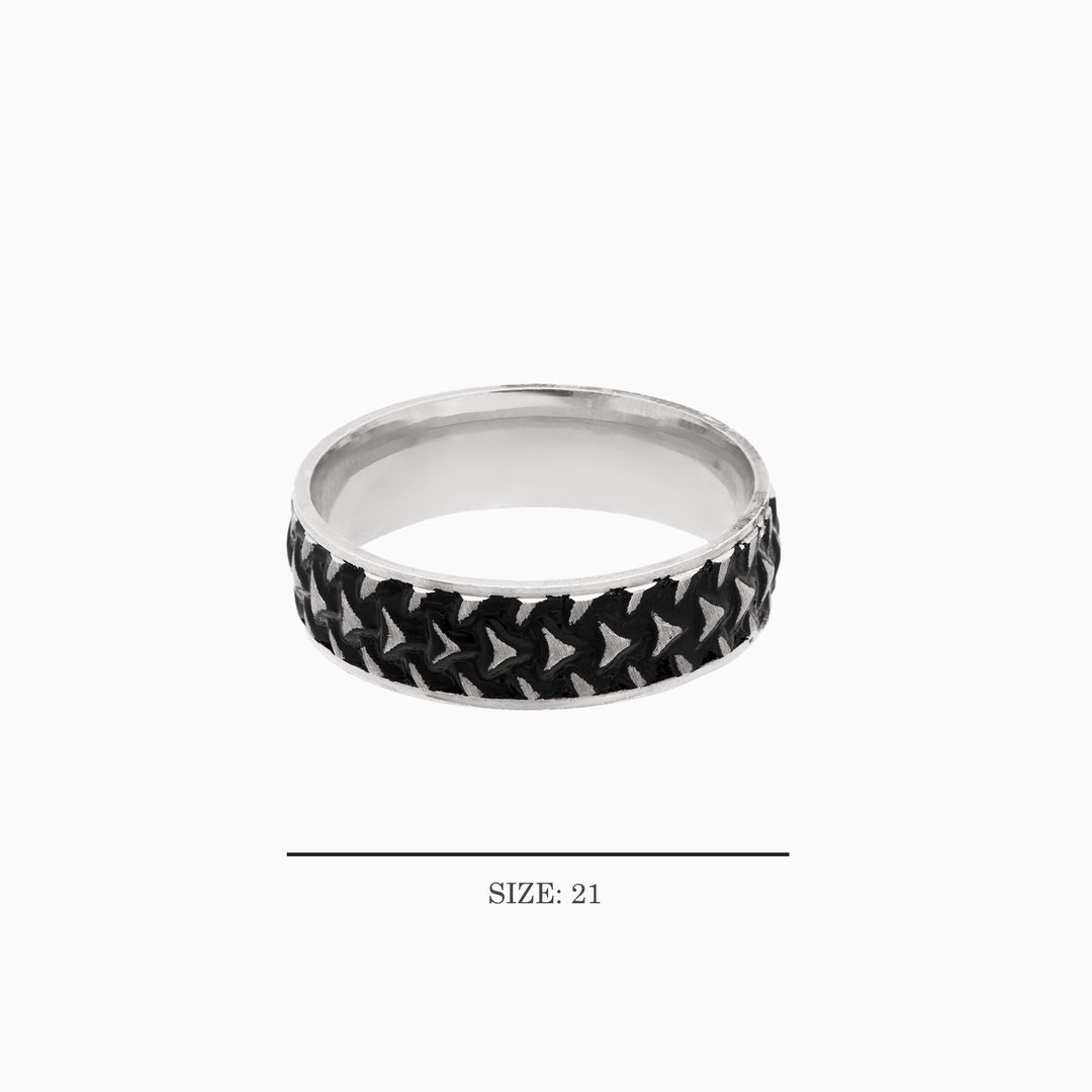 Rope Band Beaded Silver Ring