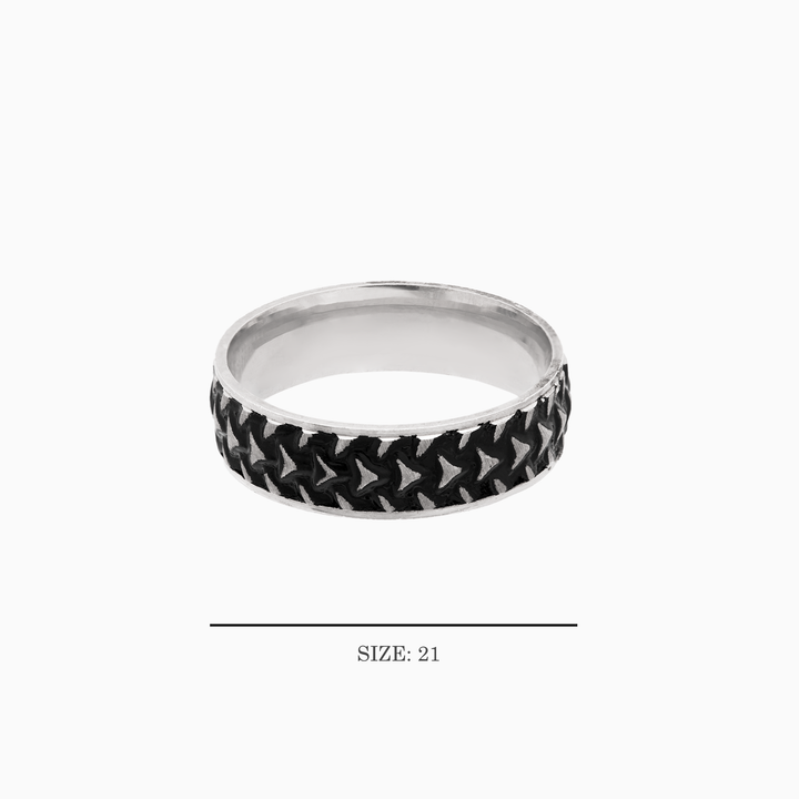 Rope Band Beaded Silver Ring