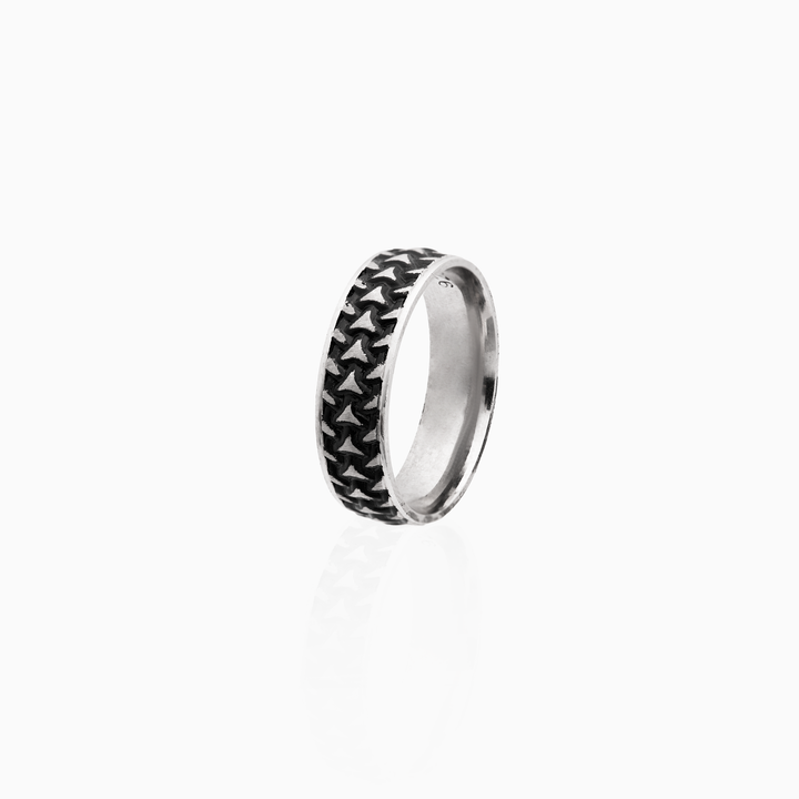 Rope Band Beaded Silver Ring