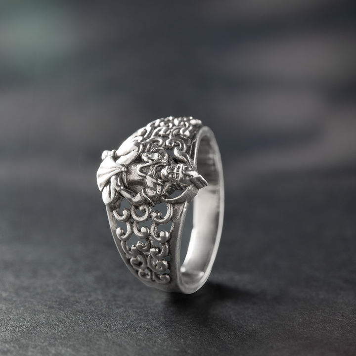 Antic Lord Hanuman Silver Ring