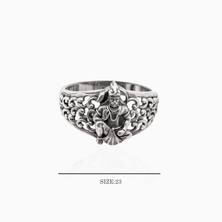 Antic Lord Hanuman Silver Ring