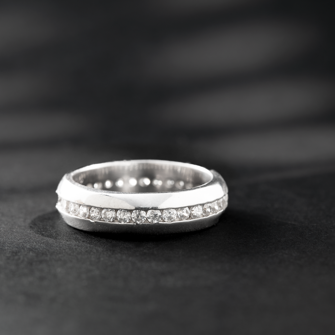 Sterling Silver Band Ring with Cubic Zirconia