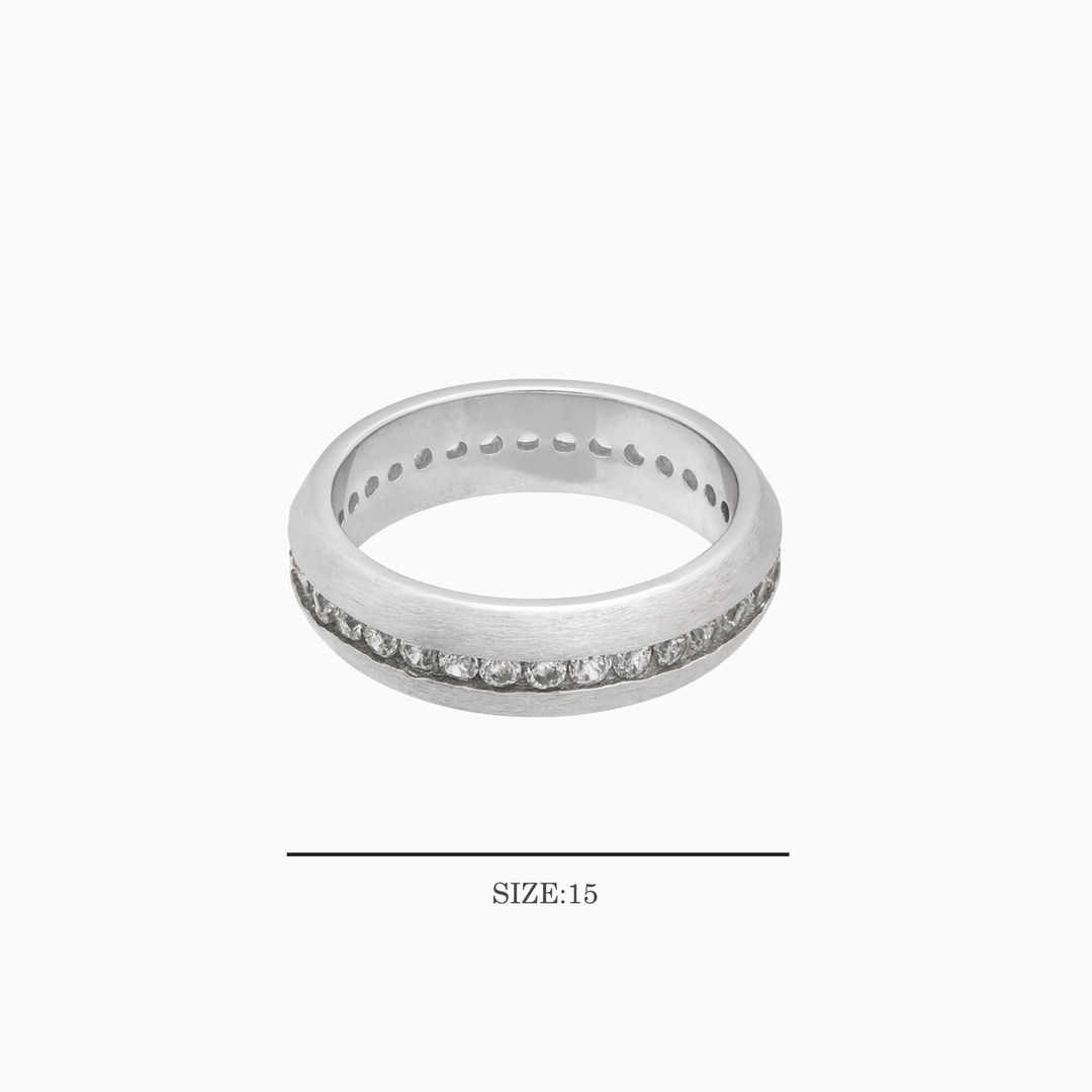 Sterling Silver Band Ring with Cubic Zirconia