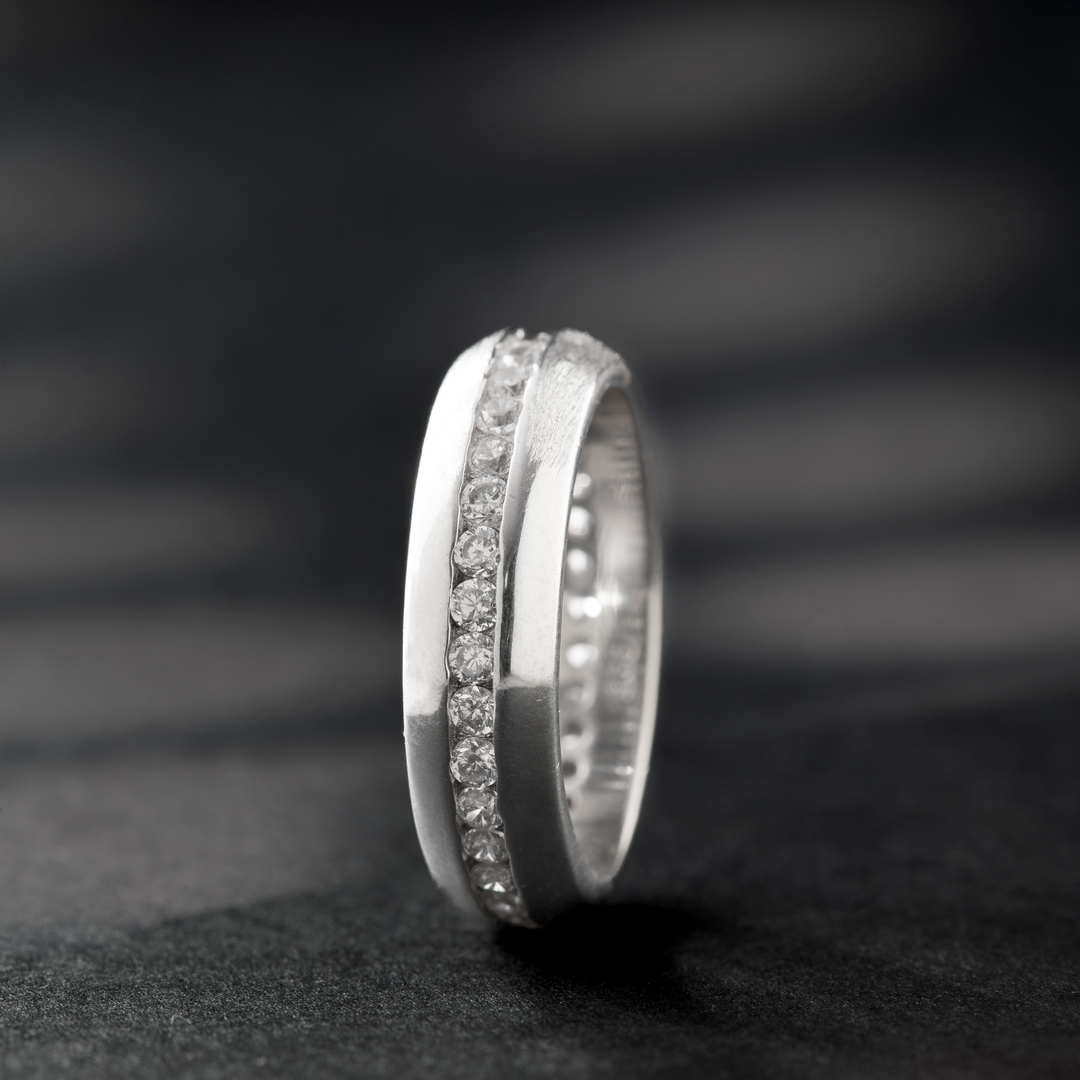 Sterling Silver Band Ring with Cubic Zirconia