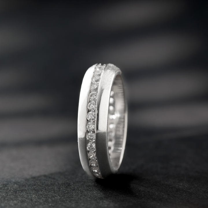 Sterling Silver Band Ring with Cubic Zirconia