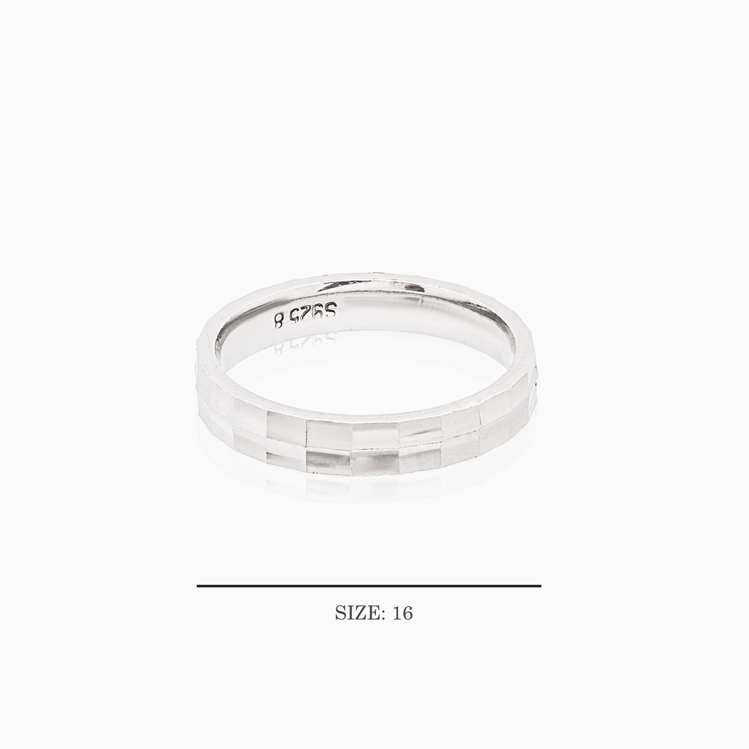 Square Facet Sterling Silver Band Ring
