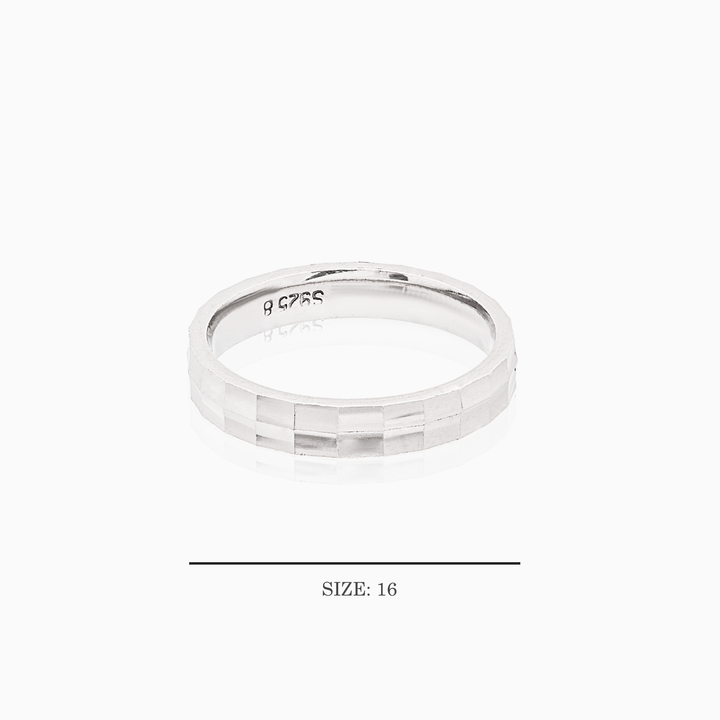 Square Facet Sterling Silver Band Ring