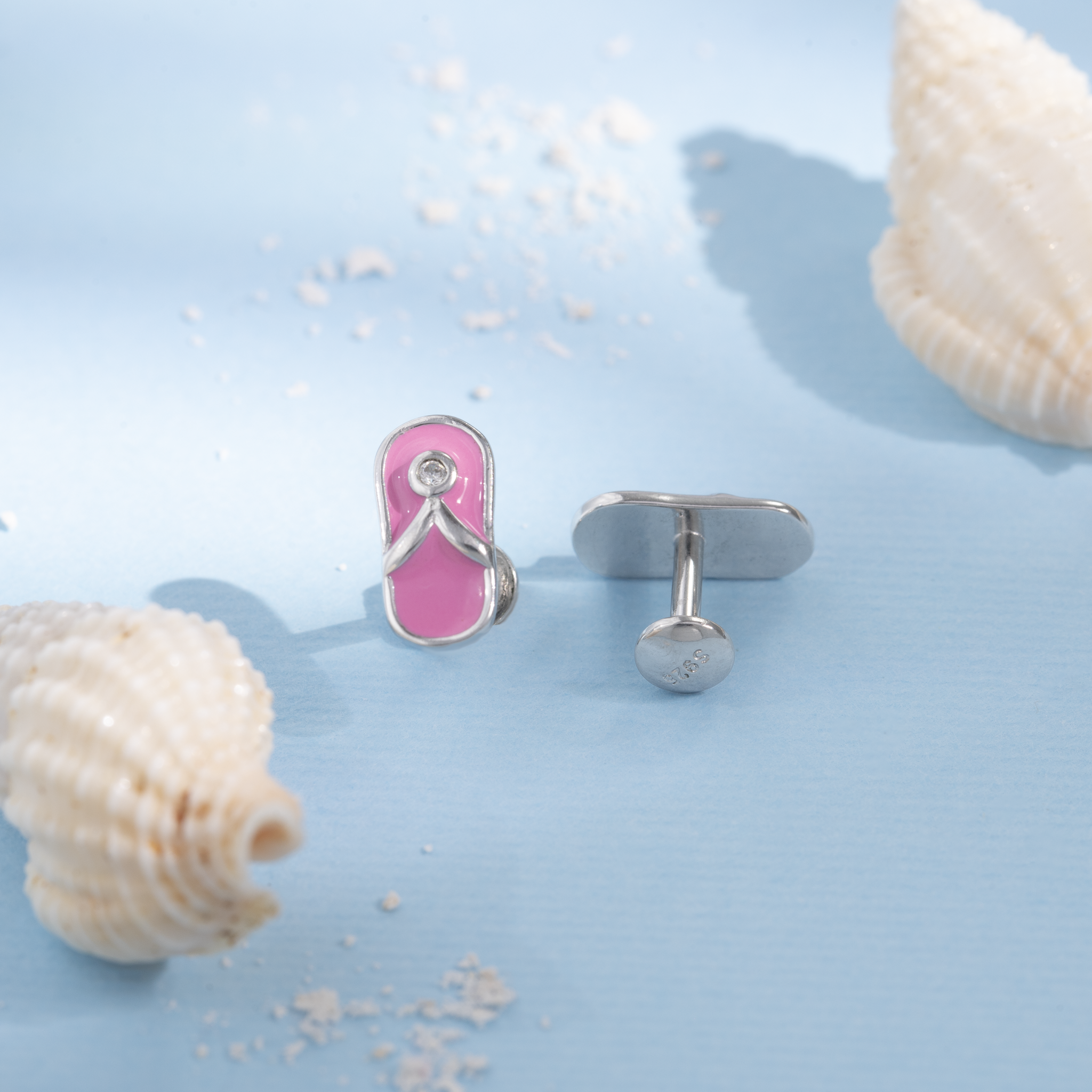 Buy 92.5 Sterling Silver Pink Flip-Flop Stud Earrings
