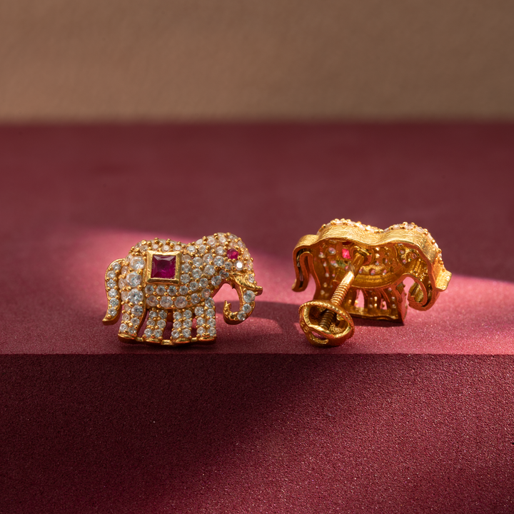 Gold-Plated Elephant Design Earrings