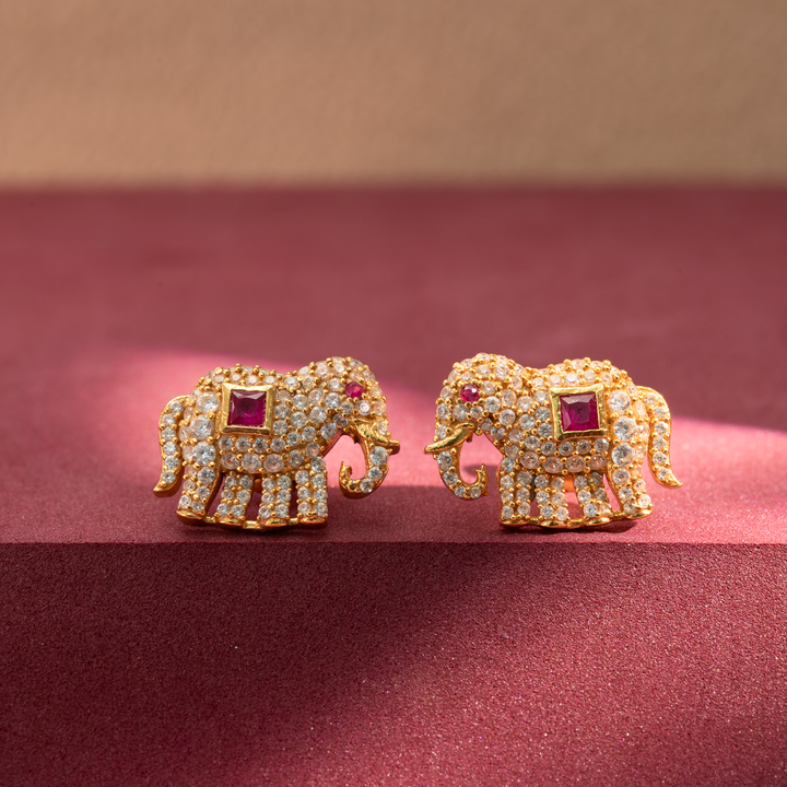 Gold-Plated Elephant Design Earrings