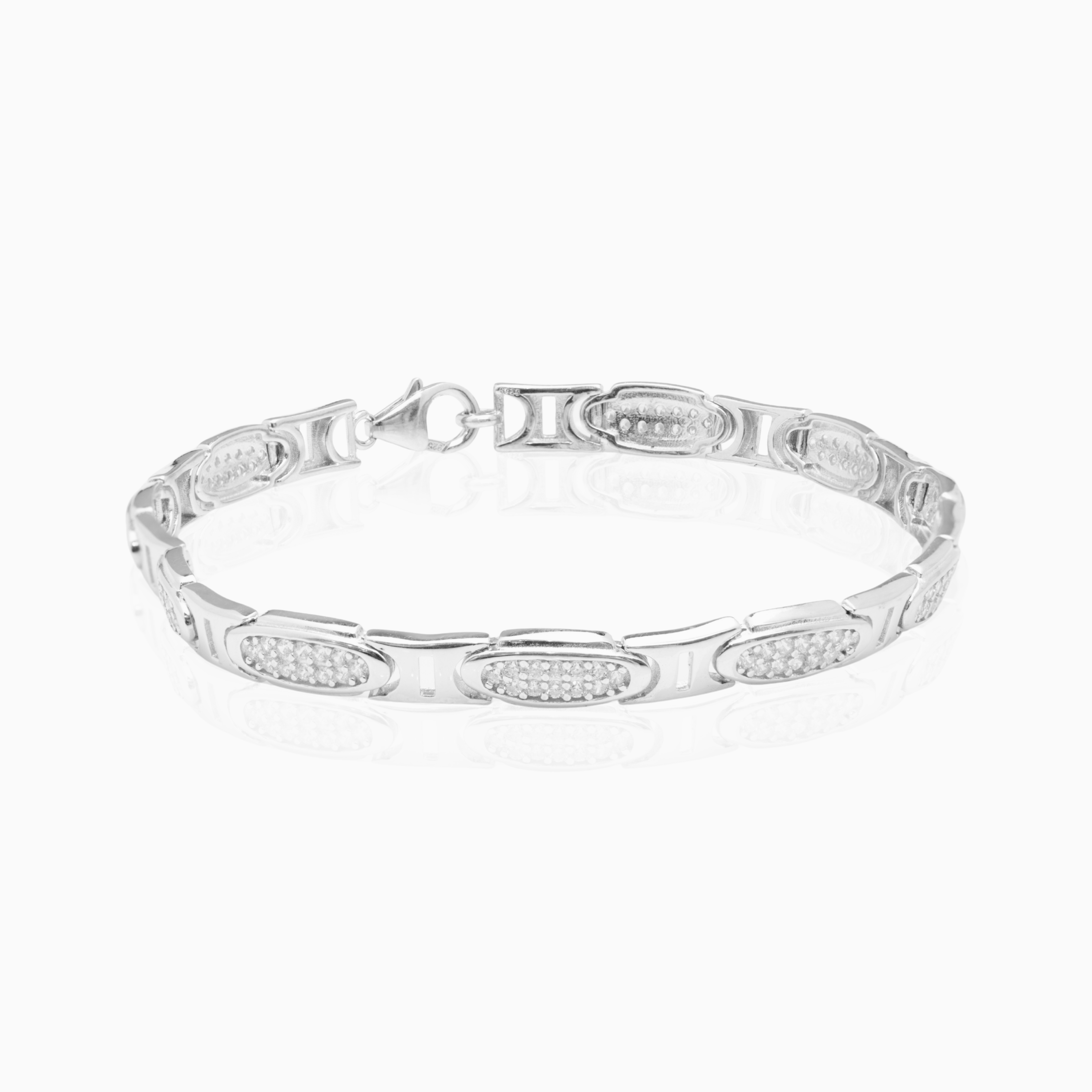 Oval linked 925 Sterling Silver Gents Bracelet