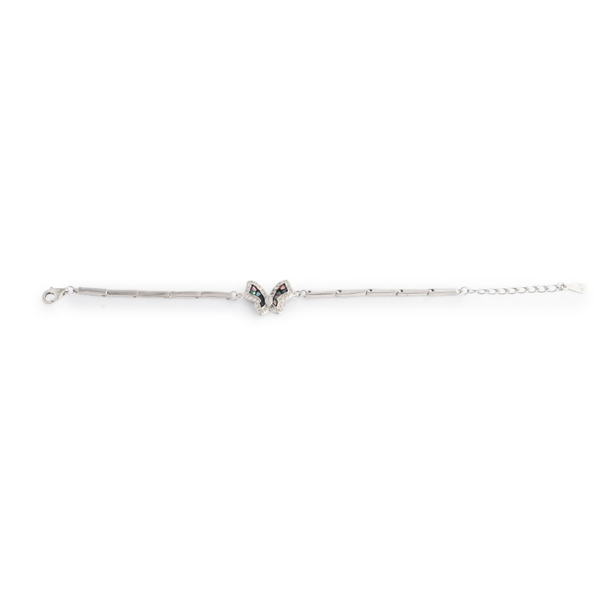 92.5 Sterling Silver Butterfly Charm Baby Bracelet