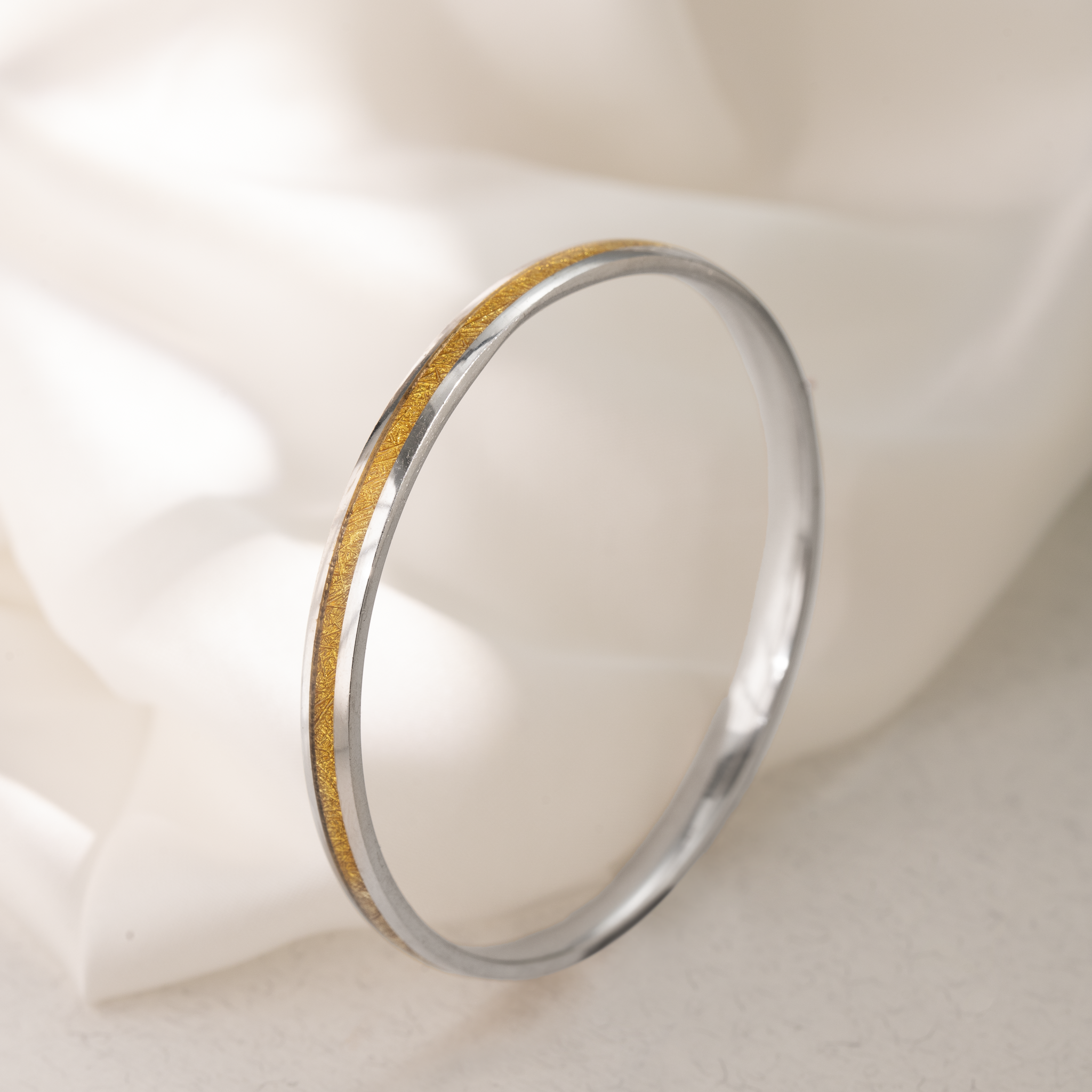 Yellow Enamel Inlay Sterling Silver Gada