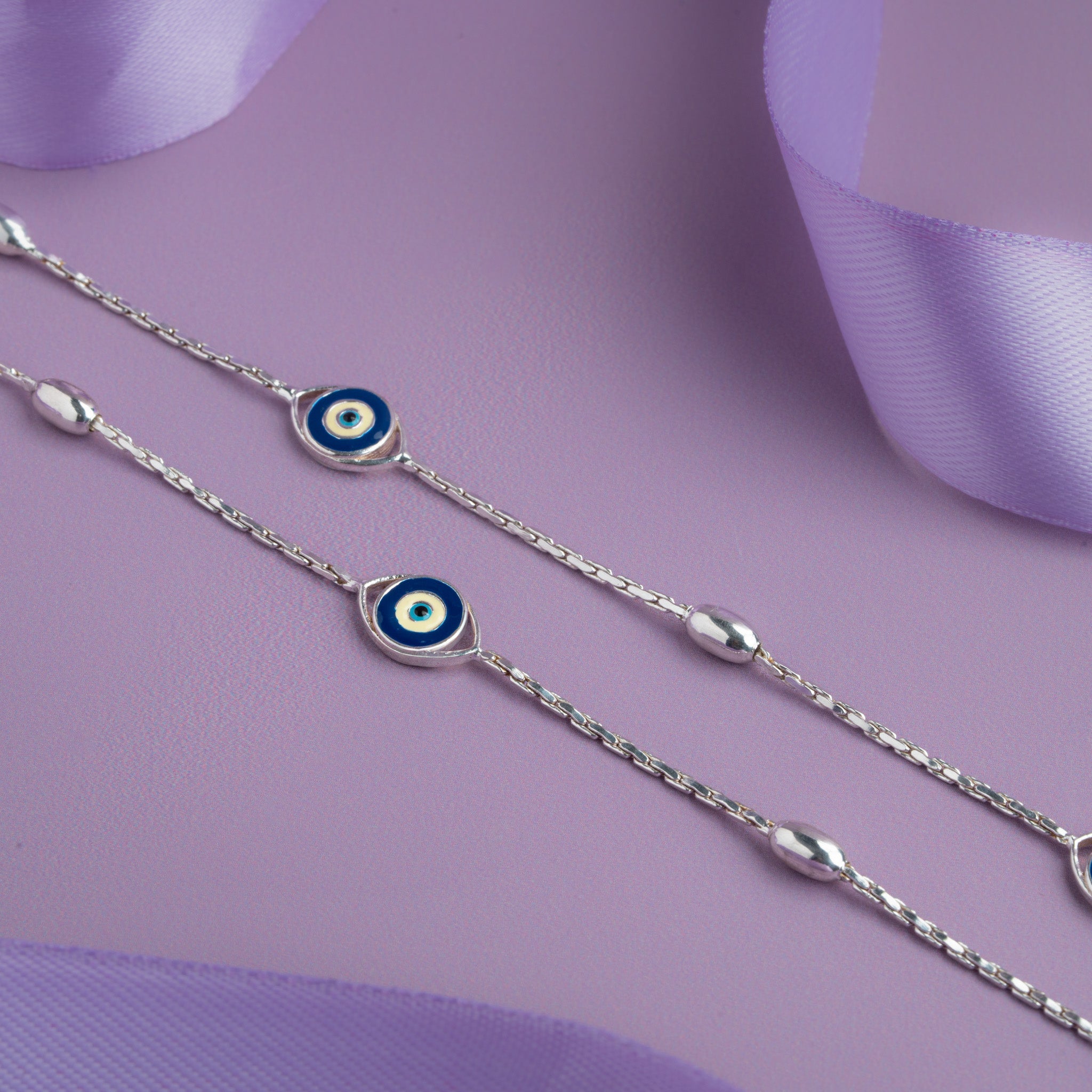 Sterling Silver Evil Eye Anklet
