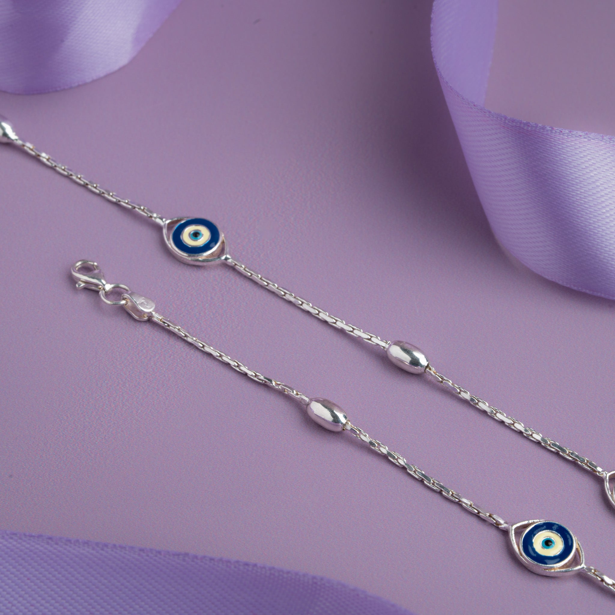 Sterling Silver Evil Eye Anklet