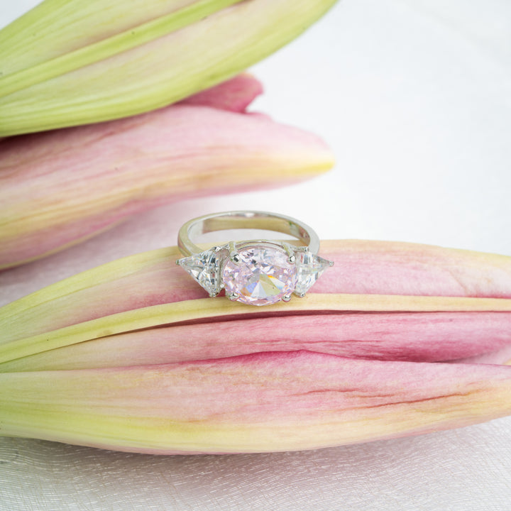 Cushion-Cut Pink Centre Stone Ring