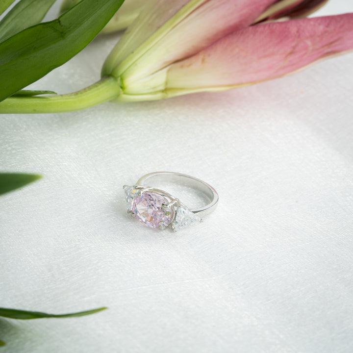 Cushion-Cut Pink Centre Stone Ring